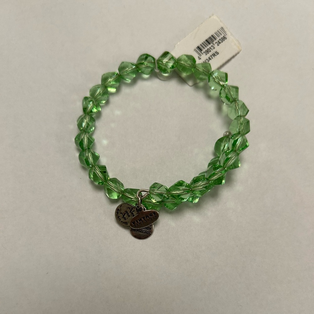 Alex and Ani Vintage 66 “Bohemian Wrap” Bracelet. Light Green, Silver Finish.